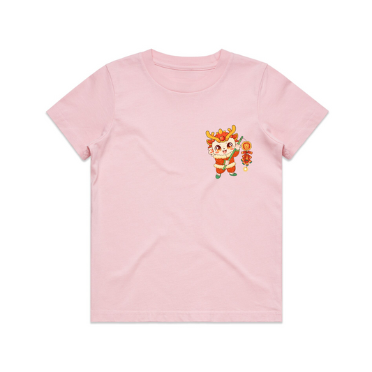 Youth Teen Dragon Tee Baby Pink